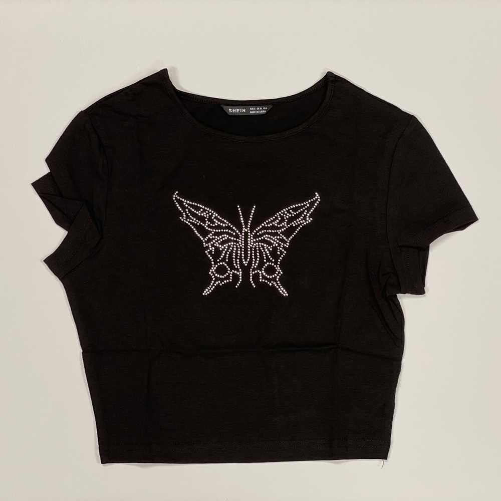 Bedazzle butterfly crop top